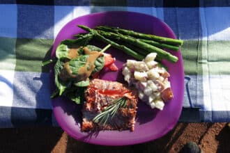 Delicious food served on Best of Moab Mountain Bike tours with Escape Adventures