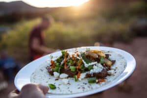 Delicious food provided during the White Rim Mountain Bike tours with Escape Adventures