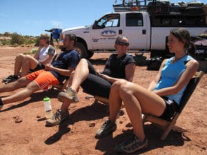 Well deserved break with views during Canyonlands, Arches and Moab multi sport mountain bike tour with Escape Adventures