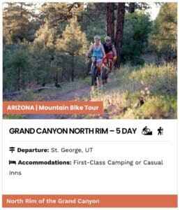 Grand Canyon North Rim 5 day mountain bike tour overview